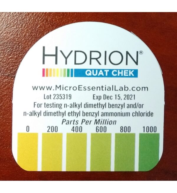 Hydrion QC-1001 High-Range Quat Test Strips (front label) – for website